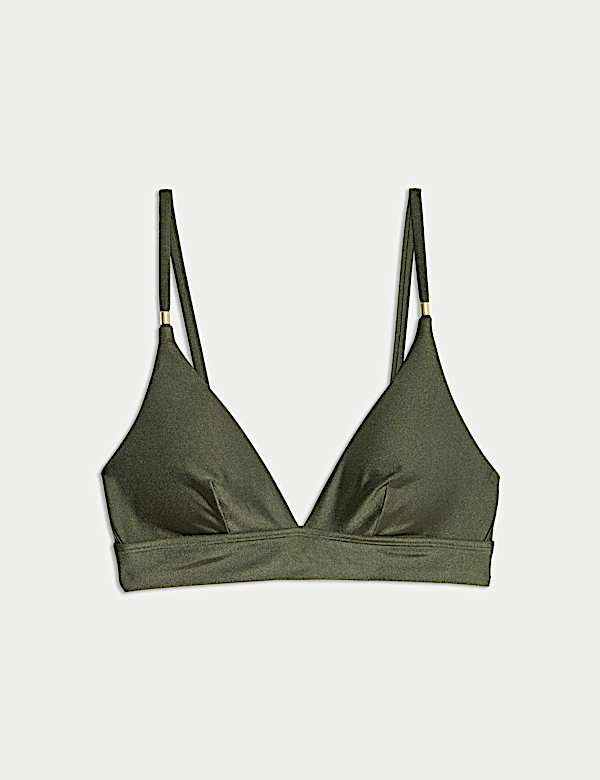 Padded Trim Detail Plunge Bikini Top - UA