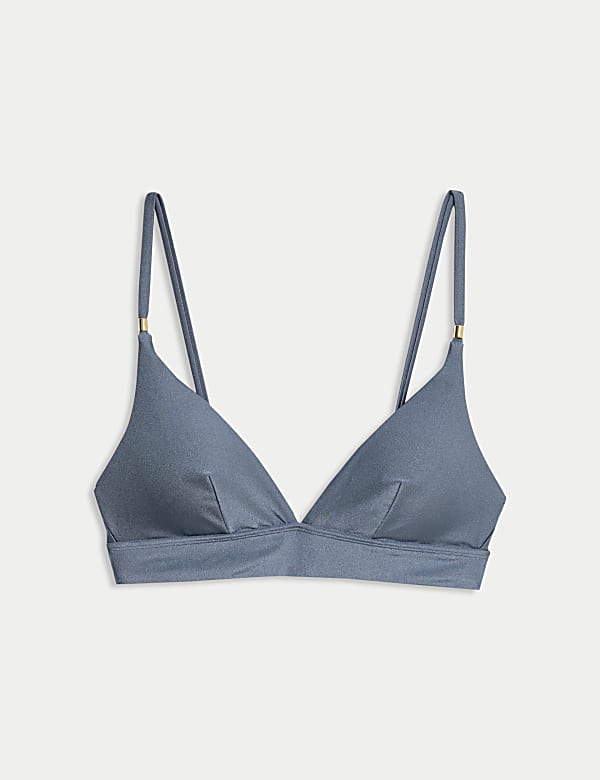 Padded Trim Detail Plunge Bikini Top - NL