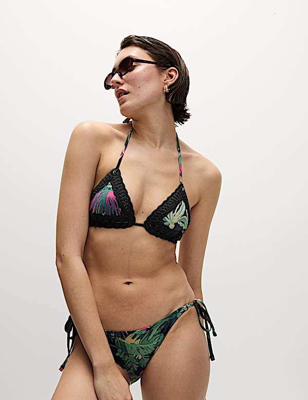 Printed Tie Side Bikini Bottoms