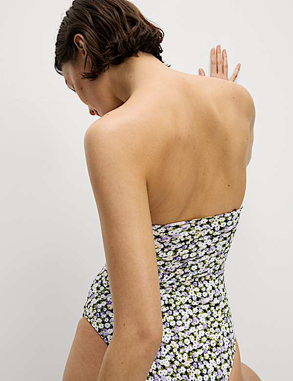 Maillot de bain bandeau rembourr&eacute; effet ventre plat avec imprim&eacute; - LU