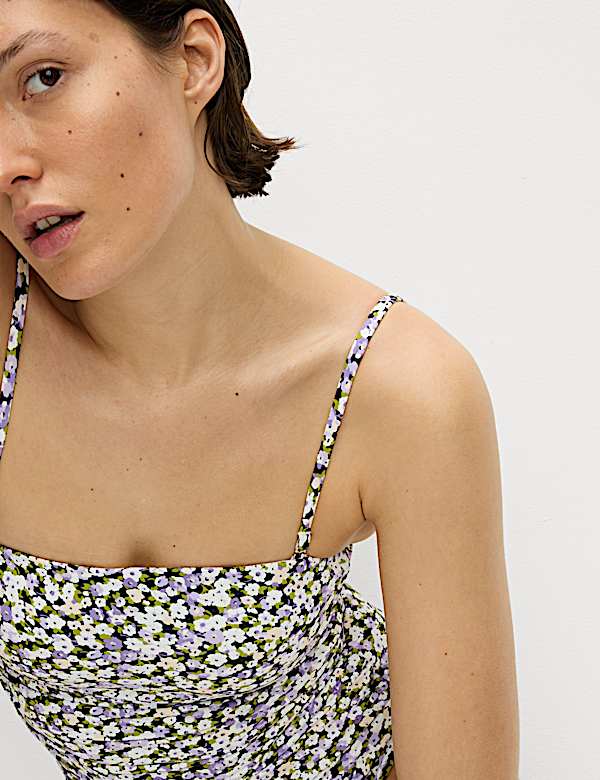 Maillot de bain bandeau rembourr&eacute; effet ventre plat avec imprim&eacute; - LU