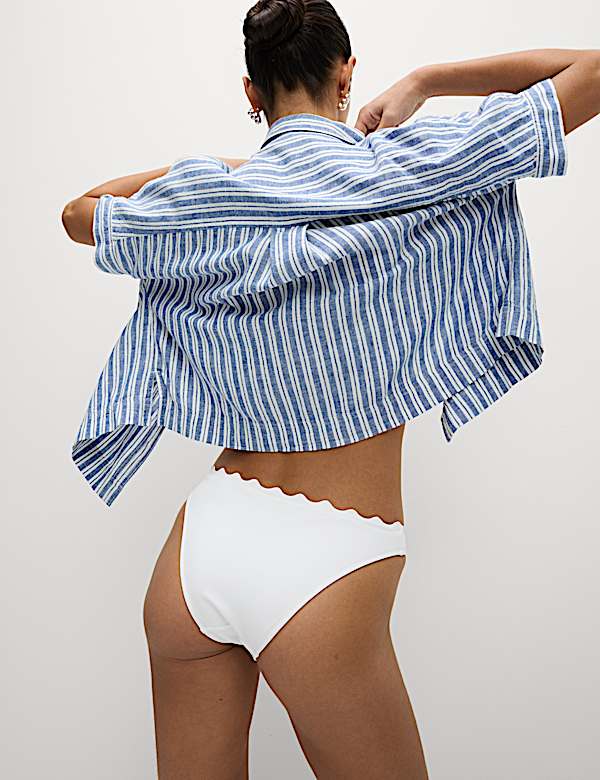 Neoprene Scallop High Leg Bikini Bottoms - US