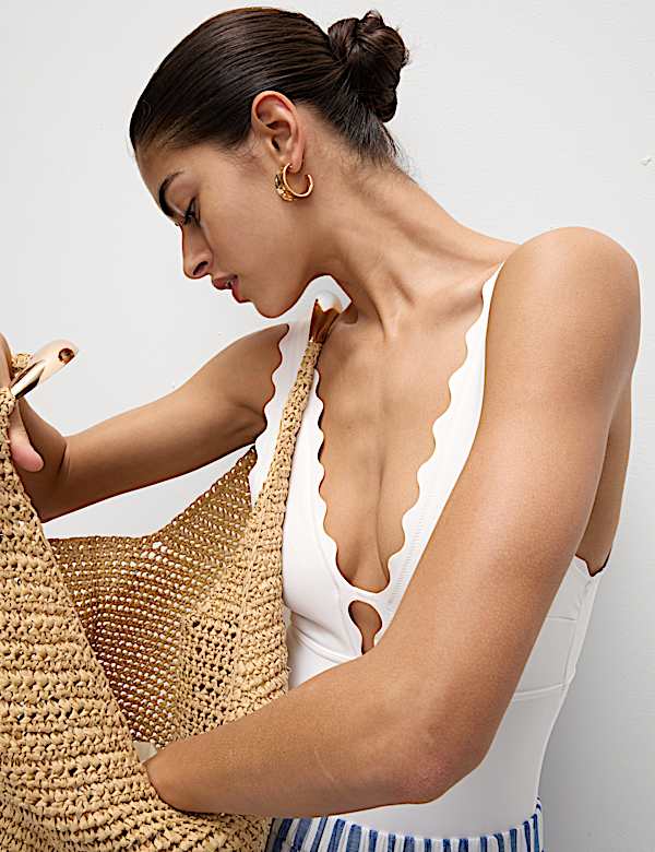 Neoprene Scallop Plunge Swimsuit - MV