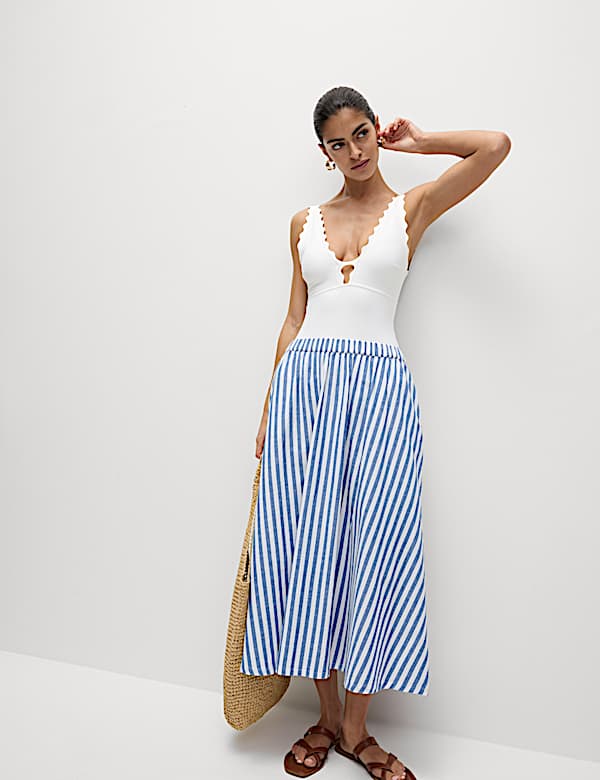 Neoprene Scallop Plunge Swimsuit - MV