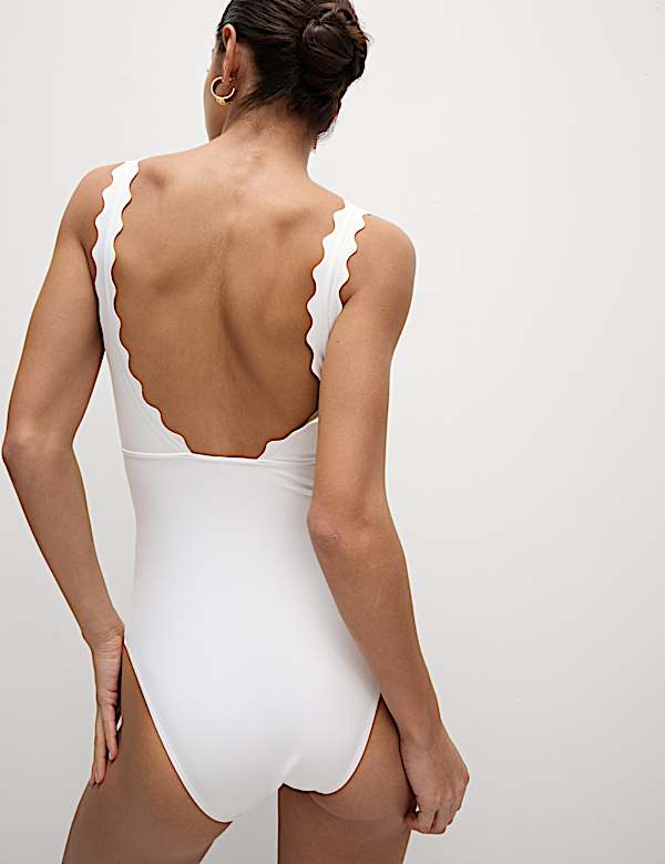 Neoprene Scallop Plunge Swimsuit - MV
