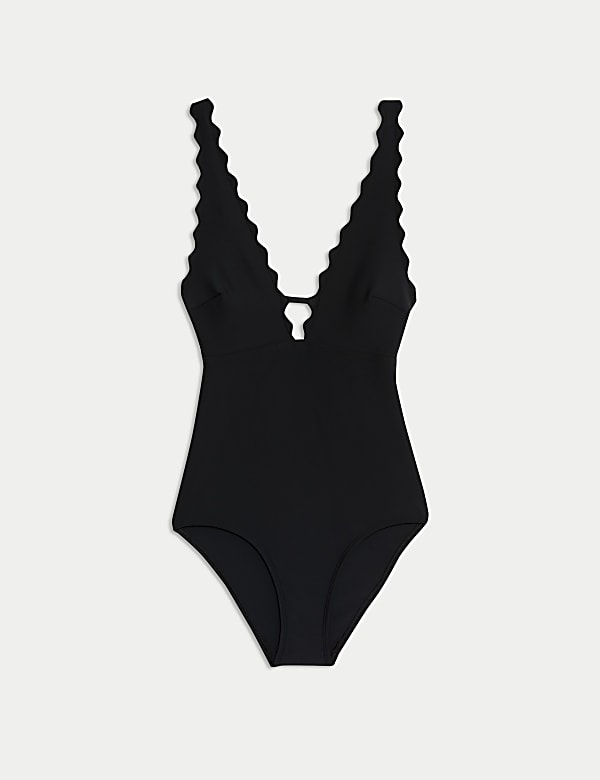 Neoprene Scallop Plunge Swimsuit - ES
