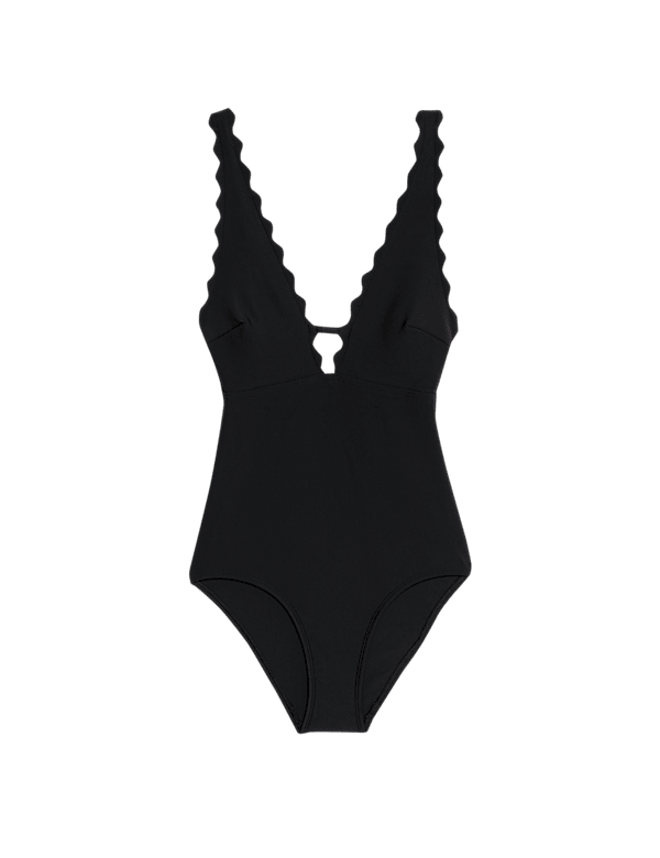 Neoprene Scallop Plunge Swimsuit