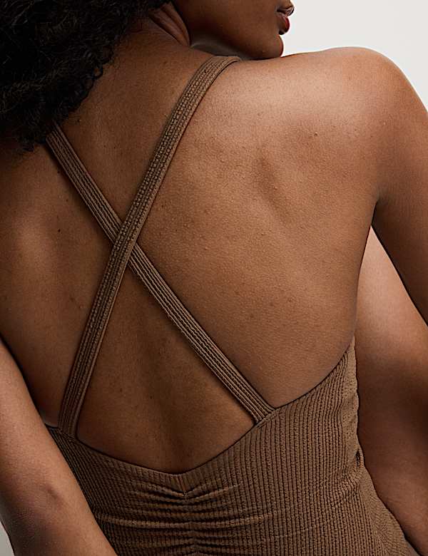 Textured Scoop Neck Cross Back Swimsuit - JO