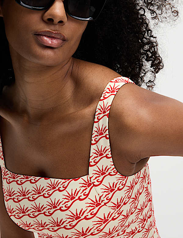 Floral Square Neck Tankini Top
