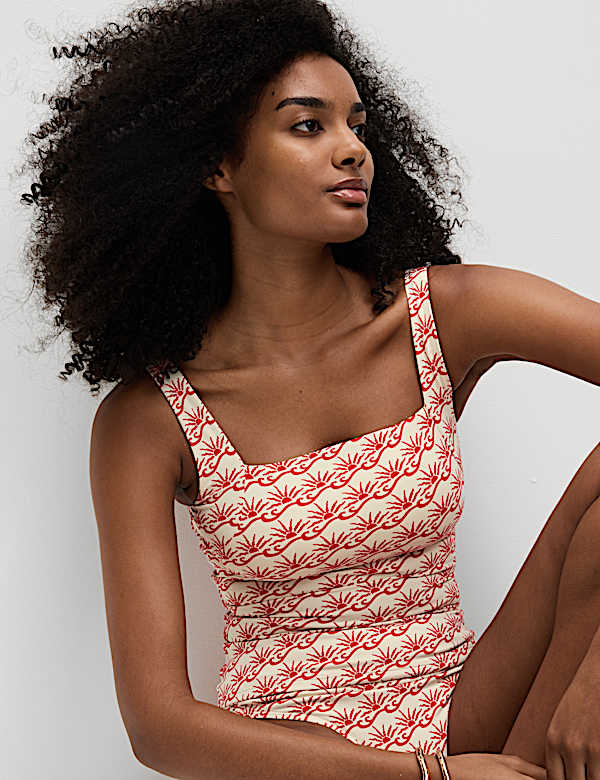 Floral Square Neck Tankini Top