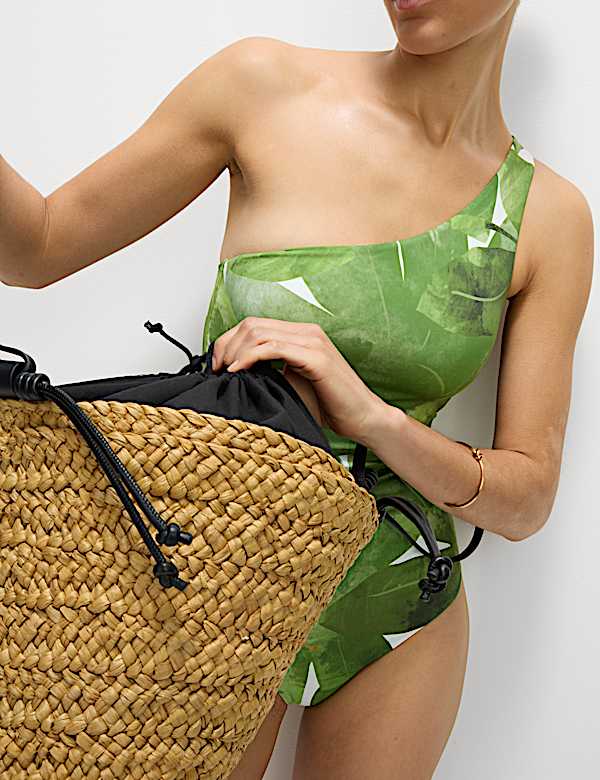 Printed Padded One Shoulder Swimsuit