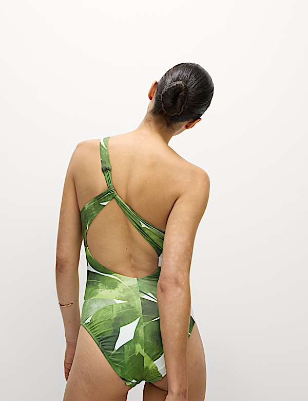 Printed Padded One Shoulder Swimsuit