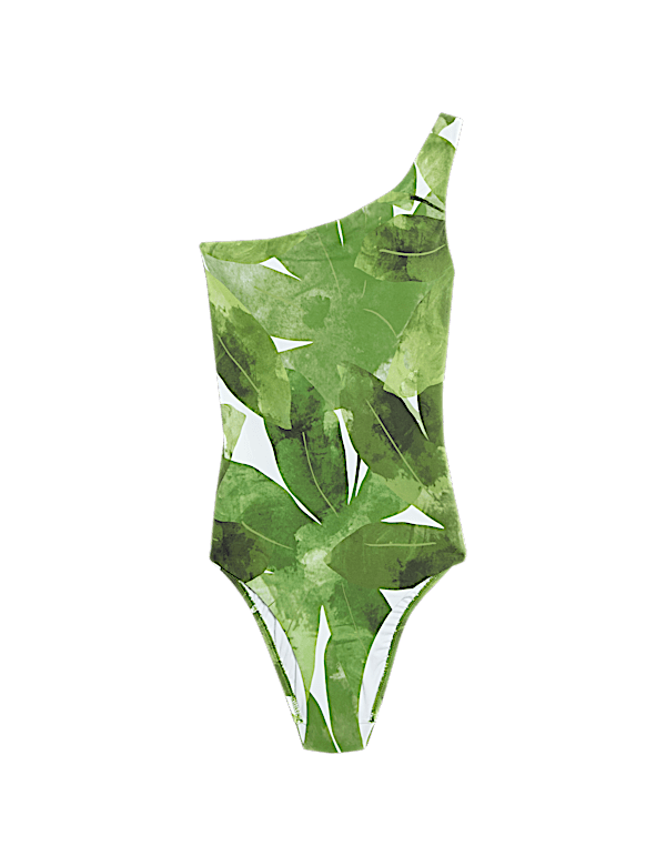 Printed Padded One Shoulder Swimsuit