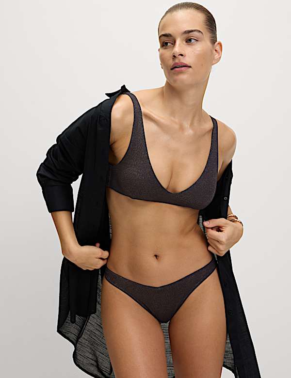 Sheen Plunge Scoop Neck Bikini Top - NO