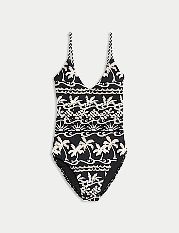 Printed Padded Plunge Swimsuit - CZ