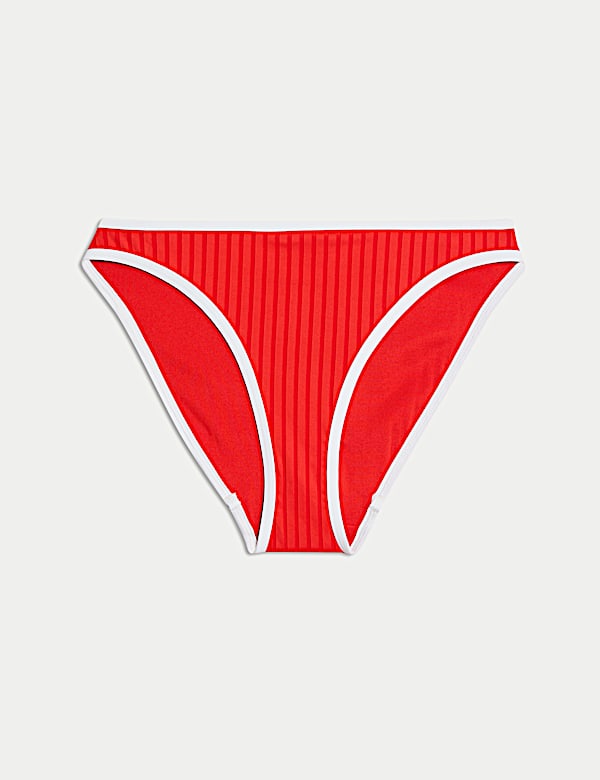 Bas de bikini coupe &eacute;chancr&eacute;e &agrave; bordure c&ocirc;tel&eacute;e - FR