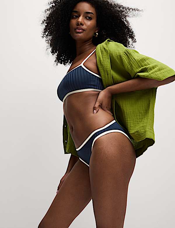 Bawahan Bikini Bentuk High Leg Ujung Berusuk - ID