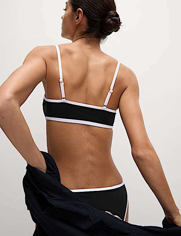 Contrast Trim Scoop Neck Bikini Top - DE