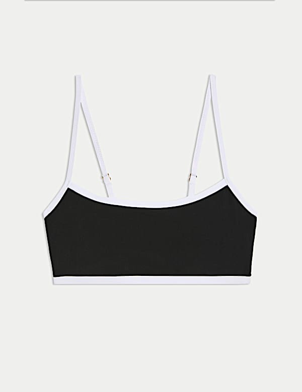 Contrast Trim Scoop Neck Bikini Top - DE