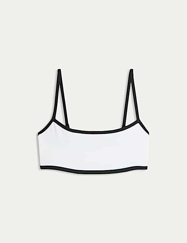 Contrast Trim Scoop Neck Bikini Top - CA