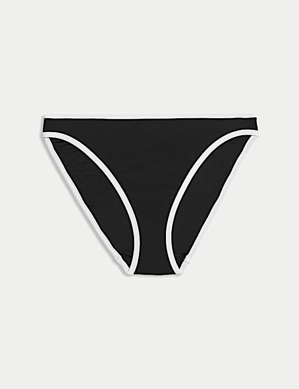 Contrast Trim High Leg Bikini Bottoms - CN