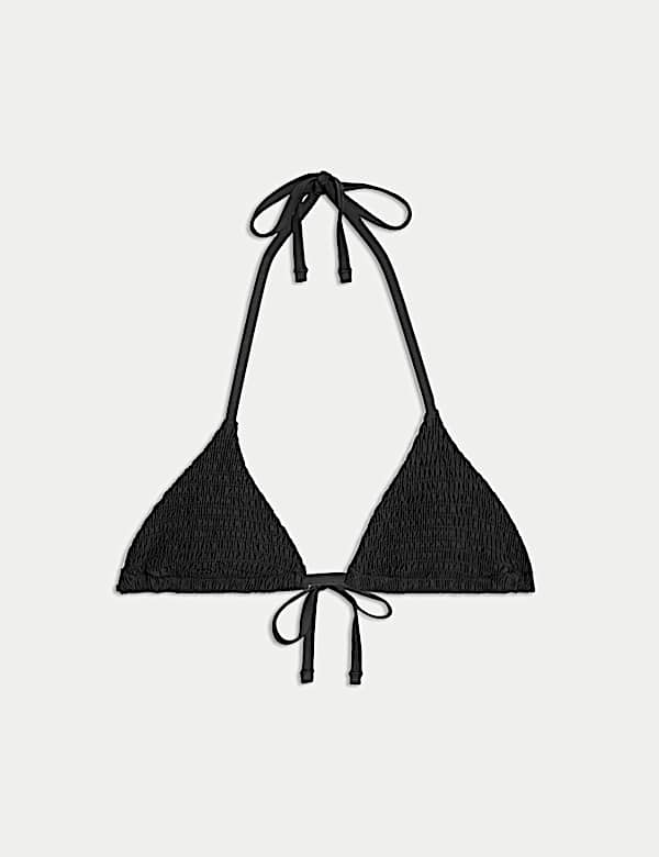 Shirred Halterneck Triangle Bikini Top - US