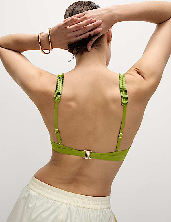 Pleated Detail Plunge Bikini Top - HR