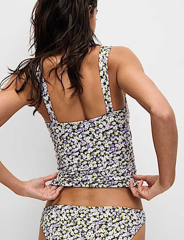 Printed Tummy Control Sweetheart Tankini - RO
