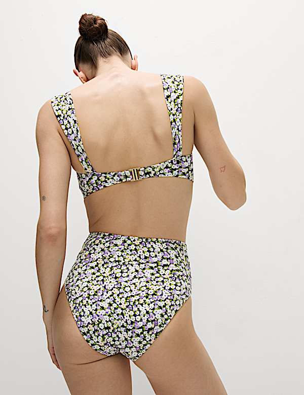 Floral Padded Sweetheart Neck Bikini Top - JE