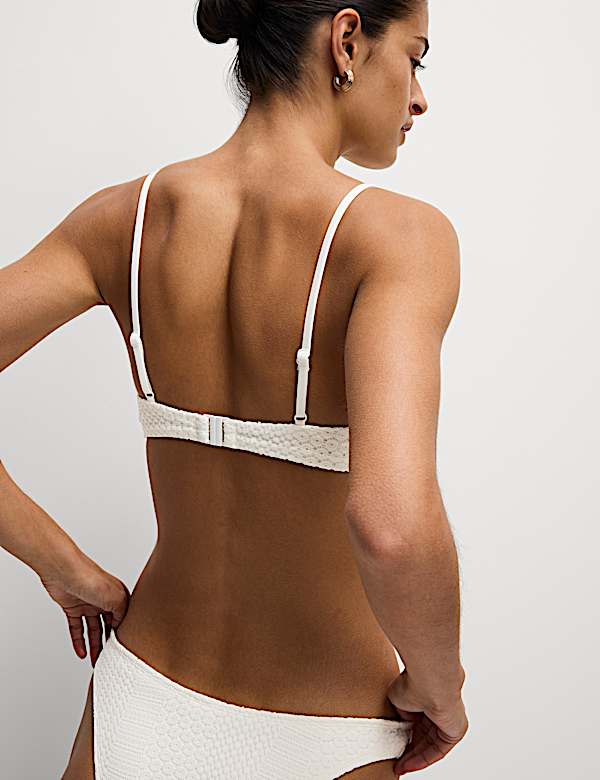 Lace Textured Scoop Neck Bikini Top - NO