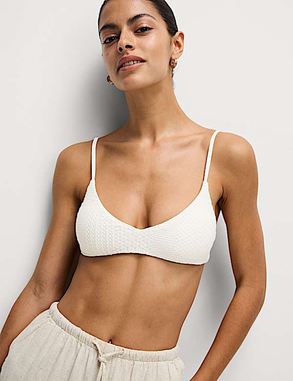 Lace Textured Scoop Neck Bikini Top - AU