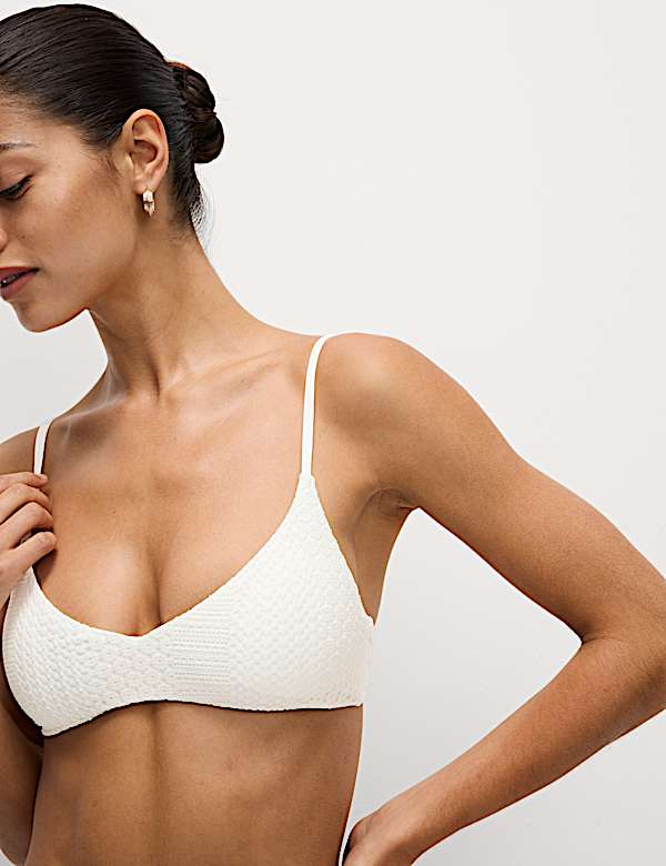 Lace Textured Scoop Neck Bikini Top - AU