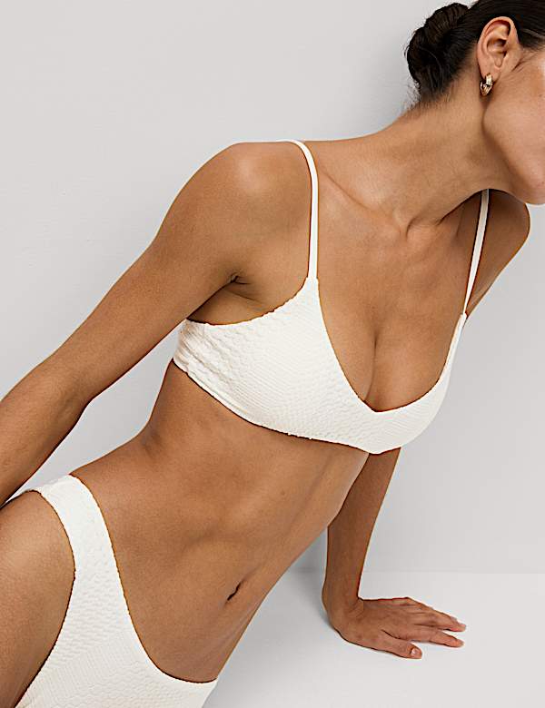 Textured High Leg Bikini Bottoms - AL