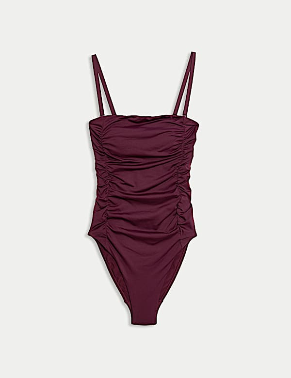 Tummy Control Ruched Bandeau Swimsuit - NZ