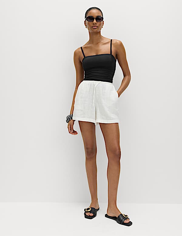 Haut de tankini &agrave; encolure carr&eacute;e et ruch&eacute;s, effet ventre plat - LU