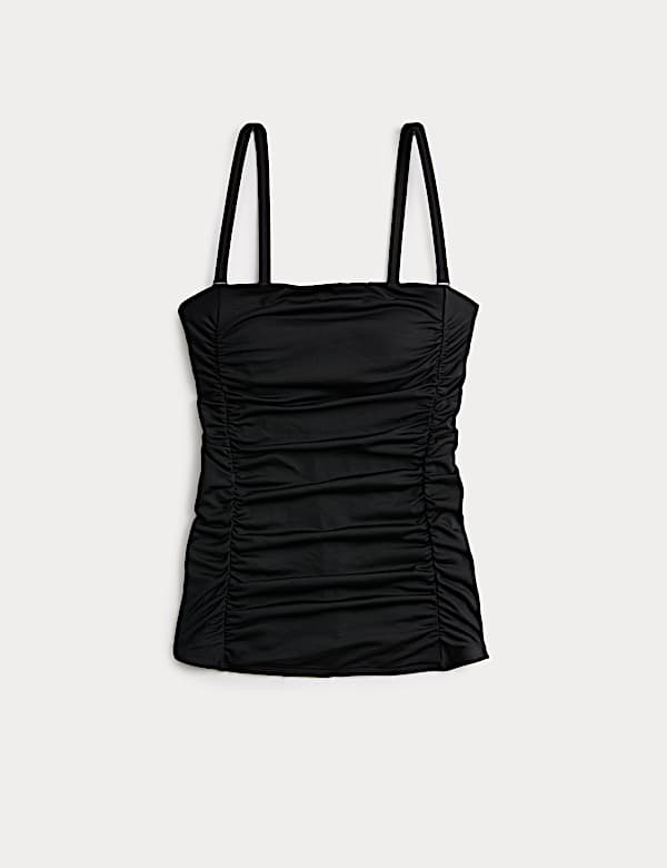 Haut de tankini &agrave; encolure carr&eacute;e et ruch&eacute;s, effet ventre plat - LU