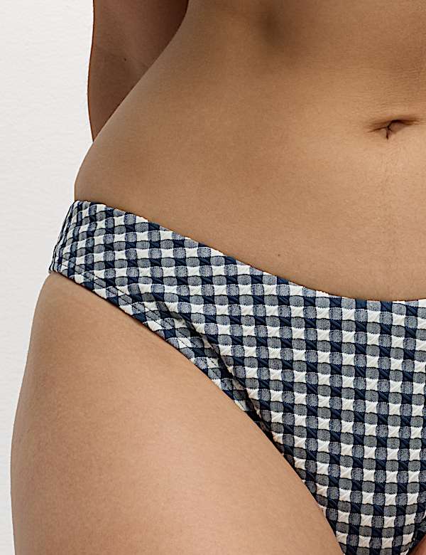 Gingham High Leg Bikini Bottoms