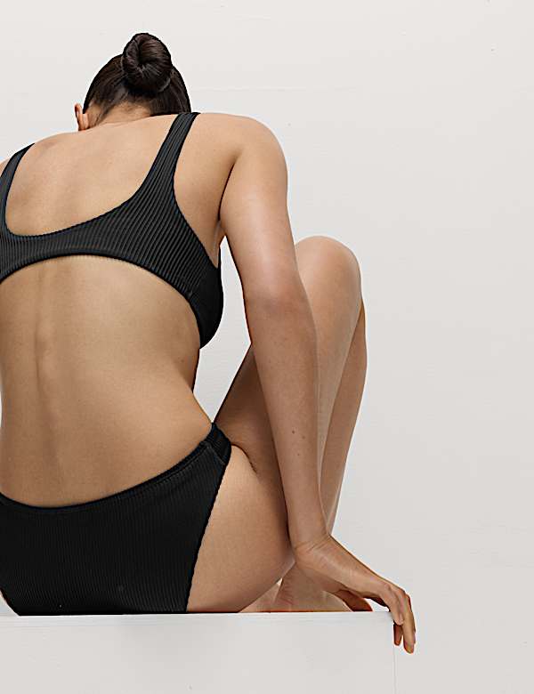 Ribbed High Leg Bikini Bottoms - DE