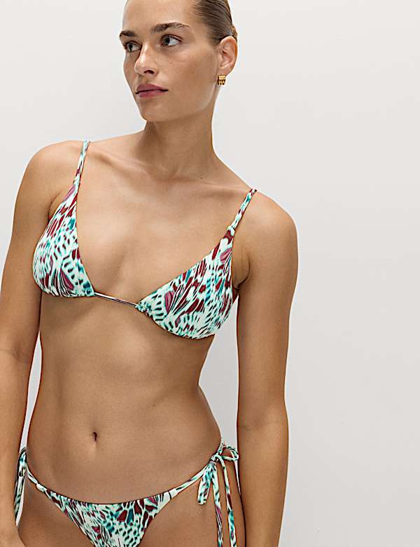 ביקיני משולשים חלק עליון עם שוליים מעוצבים בהדפס - IL