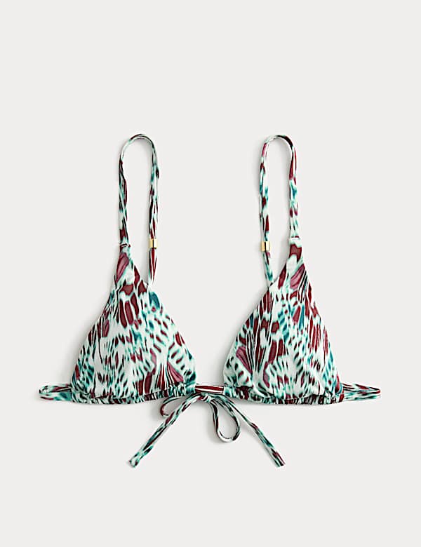 ביקיני משולשים חלק עליון עם שוליים מעוצבים בהדפס - IL