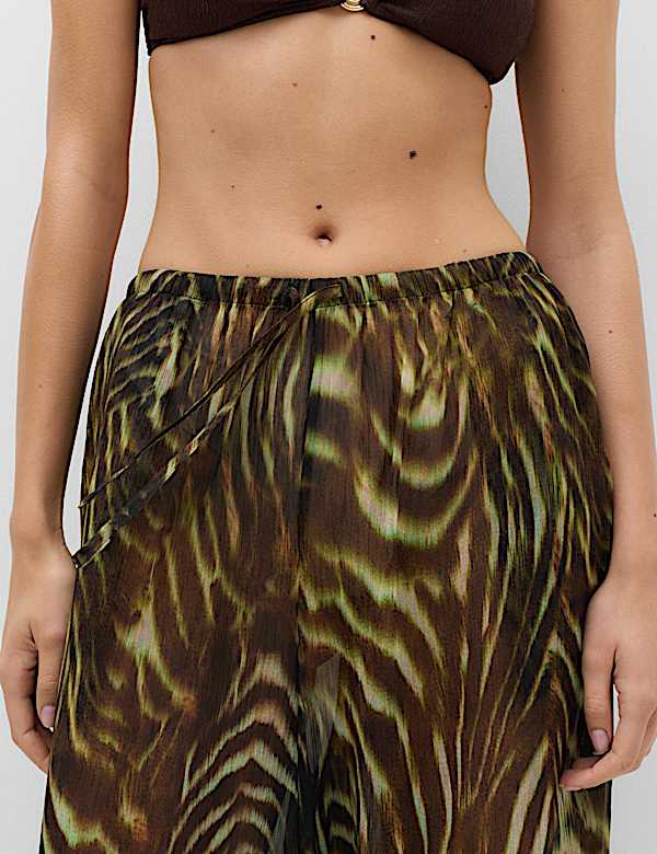 Printed Bubble Hem Beach Trousers