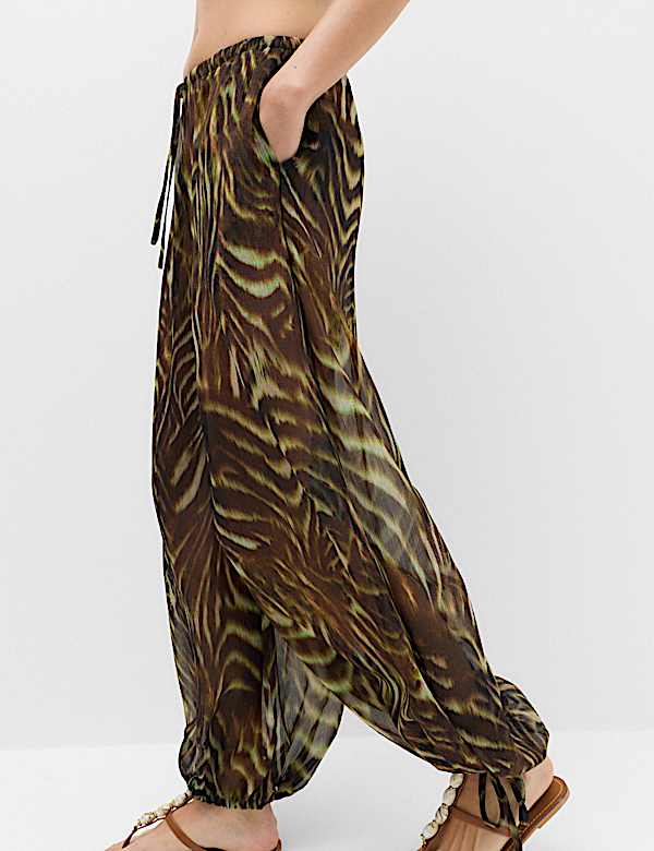Printed Bubble Hem Beach Trousers