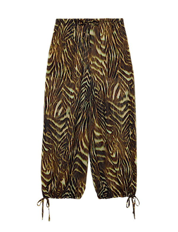 Printed Bubble Hem Beach Trousers