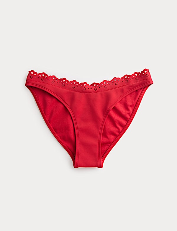 Sculpt Broderie Trim High Leg Bikini Bottoms - CZ
