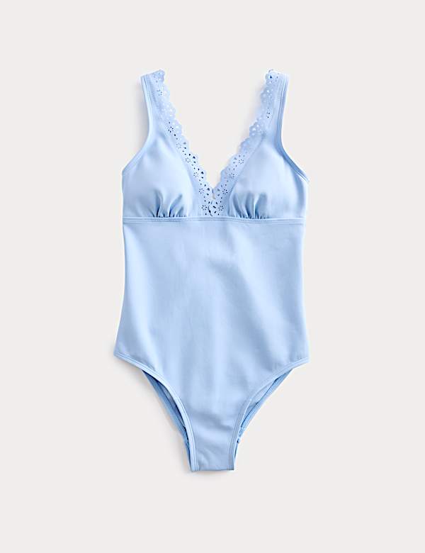Sculpt Broderie Trim Plunge Swimsuit - AT