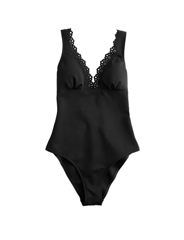 Sculpt Broderie Trim Plunge Swimsuit