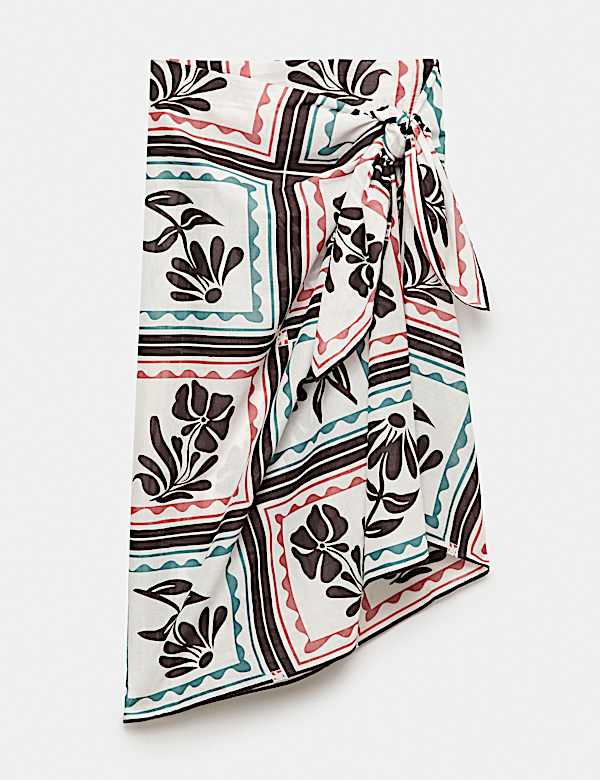 Zuiver katoenen strandsarong met bloemenmotief - BE