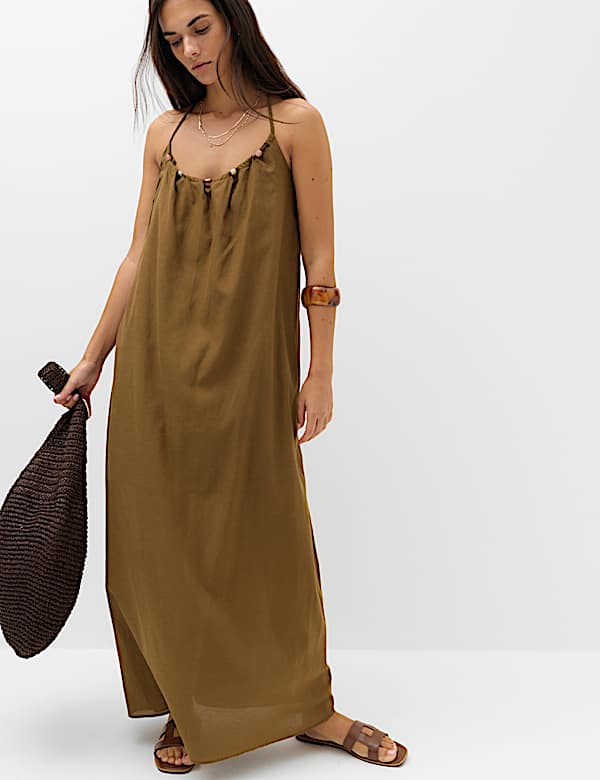 Pure Cotton Beaded Strappy Beach Dress - AU