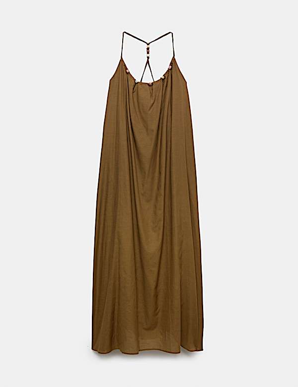 Pure Cotton Beaded Strappy Beach Dress - AU