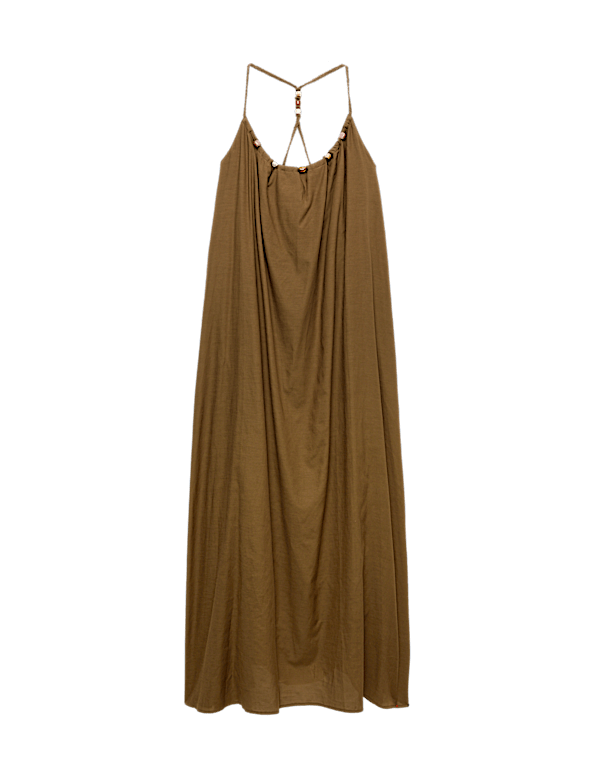 Pure Cotton Beaded Strappy Beach Dress